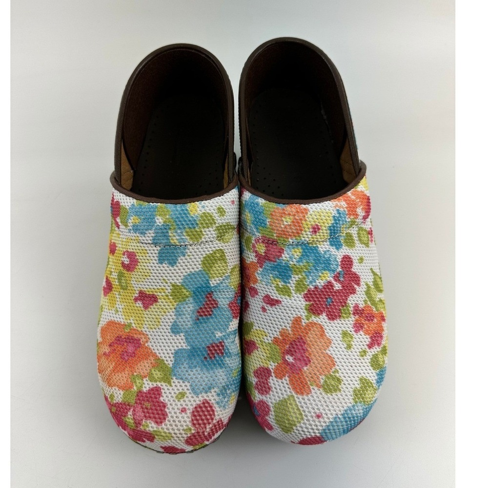 Sanita Floral Clog Slip On Mesh Vegan White Pink Blue Green Yellow Women 40 US 9 - Picture 4 of 11